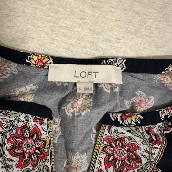 LOFT Black and Pink Patterned Midi Dress - Picture 2 of 6